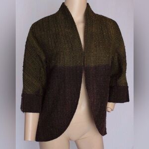 Lafayette 148 Olive Wool Mohair Textured Open Jacket Size 4